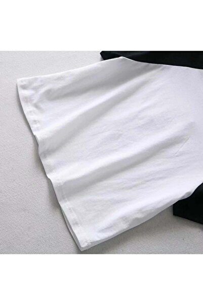 Touz Moda Μπλουζάκι Y2k Black Cat White Oversize Raglan Sleeve