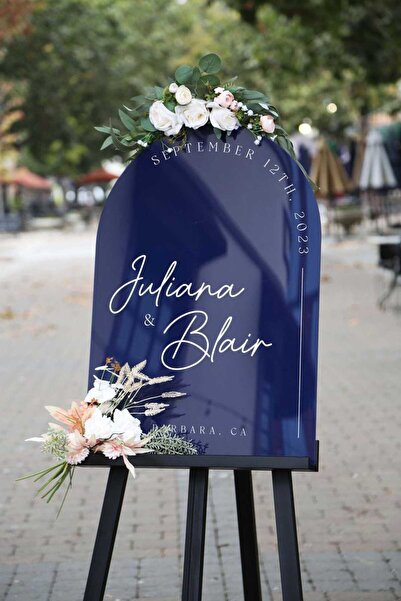 Yalova Design Düğün & Nişan Lüks Lacivert Rengi Pleksi Karşılama Panosu 75x50 cm