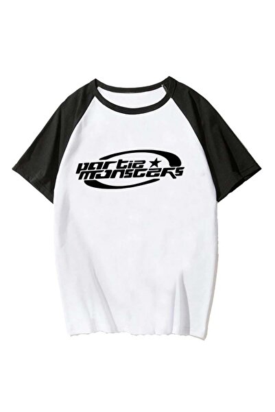 Toum تي شيرت بلانت بلانت Y2k بارتي مونستر أبيض بأكمام راجلان كبير الحجم