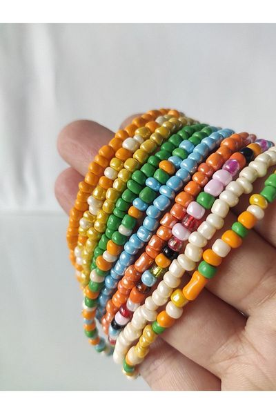 HANIMKIZ Sand Bead Bracelet 10-Piece BRACELET SET WITH CLIP
