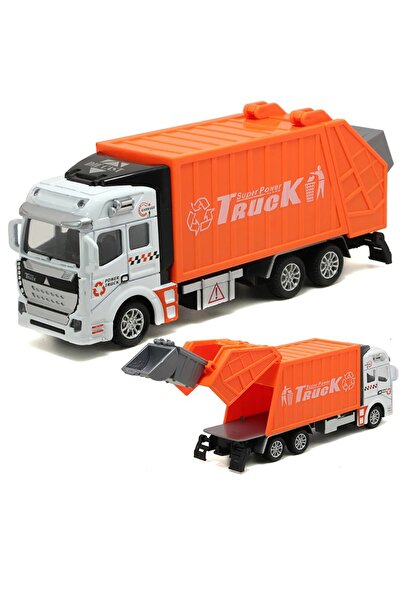 TRUST STORE Çöp Kamyonu Oyuncak Metal Çöp Kamyonu Çek Bırak Özellikli TURUNCU 22 cm