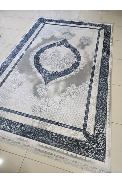 İpek Mekik Halı Blossom 13615 Gri-Lacivert Modern Bambu Halı