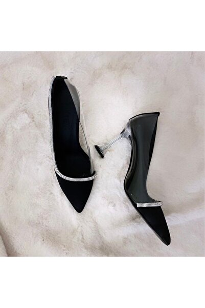 Women's Transparent Evening Shoes with Stone Band