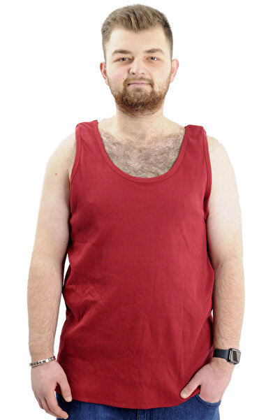 ModeXL Claret Red Men's Sleeveless Undershirt - Mode XL Plus Size 6341
