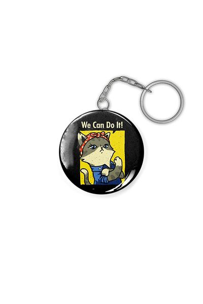 Fizello Purrrsist!We Can Do It!Keychain