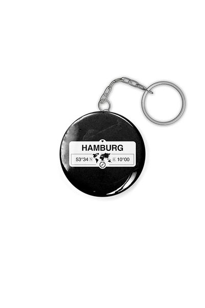Fizello Hamburg Germany With World Map Coordinates Gps Keychain