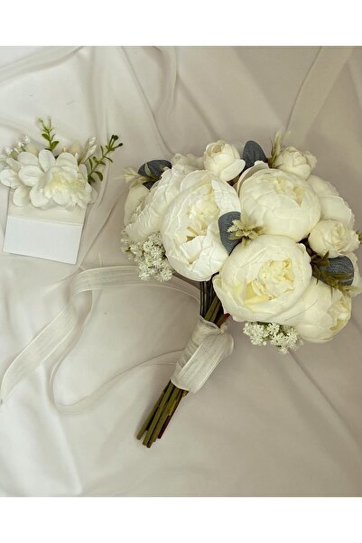 Z&B FLOWERS Gelin Buketi Şakayık Gelin Buketi Isteme Çiçeği El Buketi Yapay Ç...