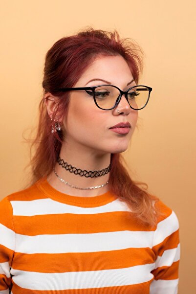 By Donetto Vixen Siyah Cateye Kadın Mavi Işık Korumalı Bilgisayar Ekran Gözlüğü