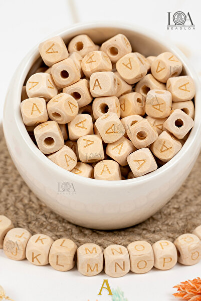 LANDOFACCESSORY 1. Kalite Lazer Baskı Ahşap Harf - 10 mm Ham Ahşap Alfabe - İ...