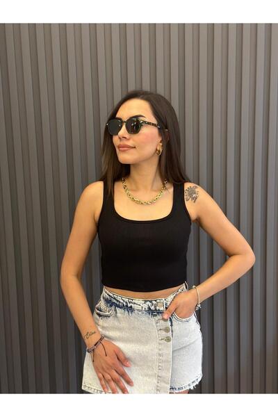 JUST MAY Fitilli Siyah Crop Atlet