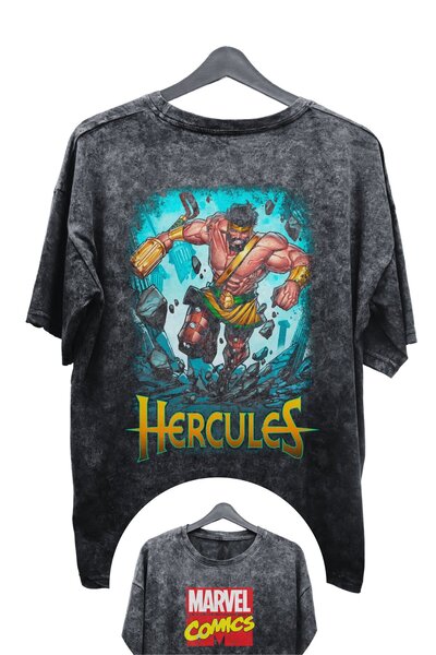 Fuddy Moda Μπλουζάκι Hercules με στάμπα Unisex Oversize - Vintage T-Shirt της...