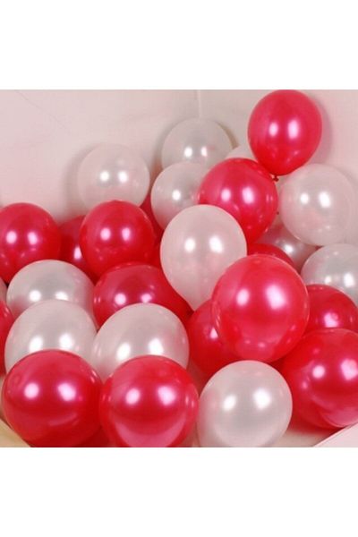 Öz-bal 30 قطعة من البالونات المعدنية باللونين الأحمر والأبيض مقاس 12 بوصة - تحلق بالهيليوم (مجموعة من قطعتين)