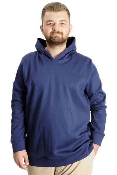 ModeXL Ανδρικό φούτερ με κουκούλα μεγάλου μεγέθους Indigo - Mode XL 22532 Basic