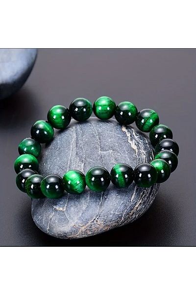 eHediyecim Green Tiger - Natural Stone Bracelet for His Eye