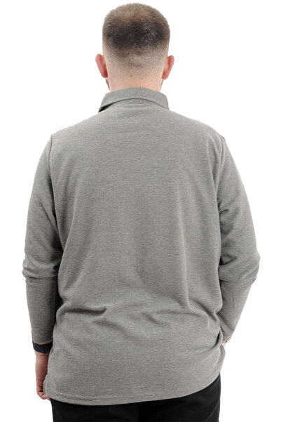 ModeXL Ανδρικό φούτερ - Mode XL, γιακάς πόλο, μακρυμάνικο, WAFFLE 23449, Χακί