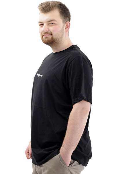 ModeXL Чоловіча футболка - велосипедна горловина, великий розмір, з принтом, чорна VAN GOGH U24040