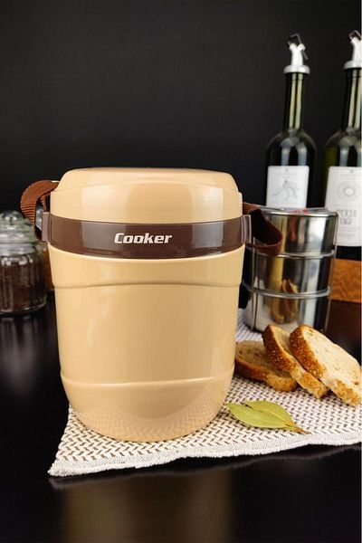 Digithome 3-Piece Food Thermos with Stainless Steel Chamber 1.2 Lt Beige - Ckr3146 C320.025