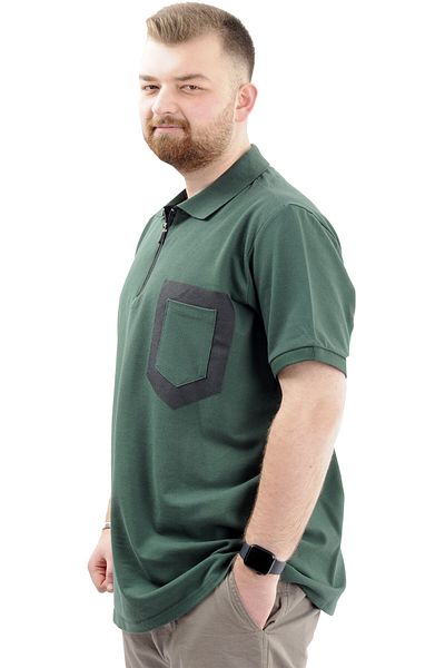 ModeXL Tricou cu buzunar cu gât polo pentru bărbați - cu fermoar, mărime mare U24325 Nefti