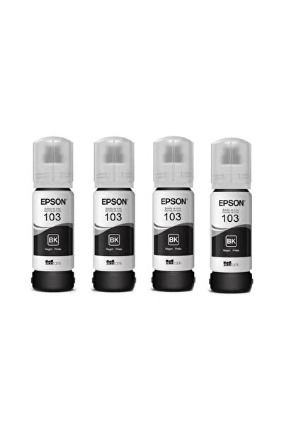 103 (BK) 4'Lü Siyah, Epson EcoTank L5290 Uyumlu Kalem 4 Siyah Mürekkep Seti