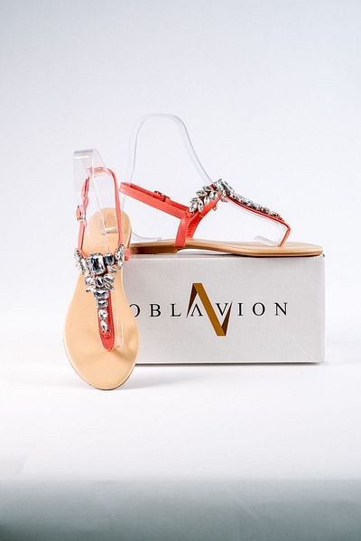 Oblavion Lavion New Season Genuine Leather Coral Daily Row Stone Women's Sandals