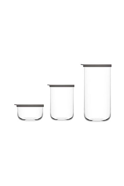 Karçiçeği Home Duo 3-Piece Vacuum Storage Container Gray Lid