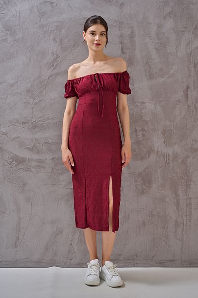 SHUGAA Women's Long Dress - Front Tie and Slit Detail