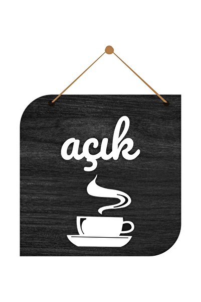 Aldebaran Reklam Açık Kapalı Yazılı Siyah Levha Ahşap Kabartma Mağaza Kapı Yö...