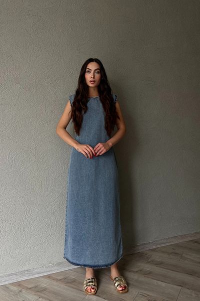 Seda Yalçın Atelier Zero Sleeve Blue Denim Dress - Snow Washed