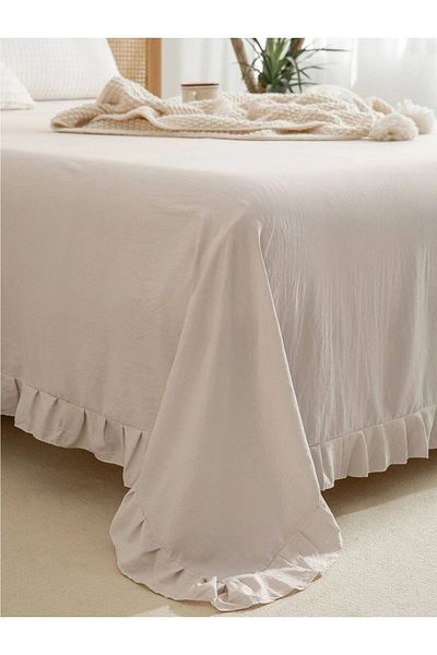 shules collection 280x240 Cm - Double Cotton and Linen Frilly Bedspread