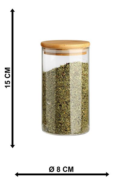 Karçiçeği Home Set of 2 1000ml Vacuum Bamboo Lid Borosilicate Luxury Glass Jars