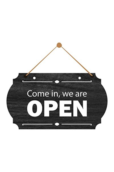 Aldebaran Reklam Açık Kapalı Yazılı Siyah Levha Ahşap Kabartma Mağaza Kapı Yö...