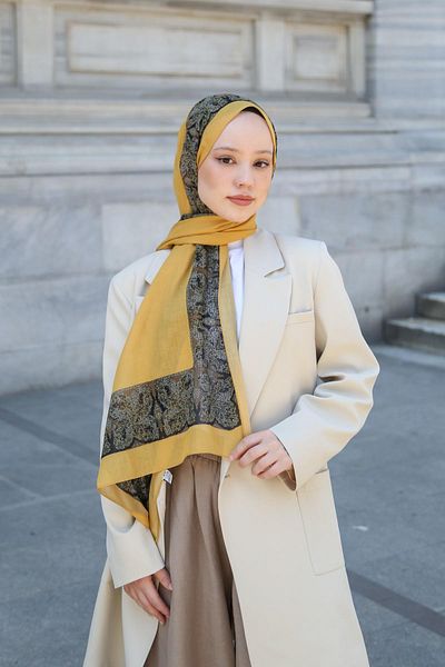 Hint İpek Cotton Silk Patterned Shawl Model - Pmkv05-13