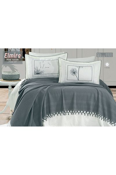HED HOME مجموعة بيكيه كريمية مزدوجة مكونة من 4 قطع