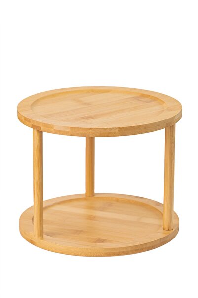 Karçiçeği Home M9263-35 360° Bamboo Presentation Organizer - 2-Tier Spice Rack Organizer Stand