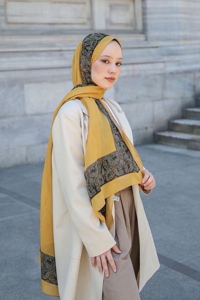Hint İpek Cotton Silk Patterned Shawl Model - Pmkv05-13