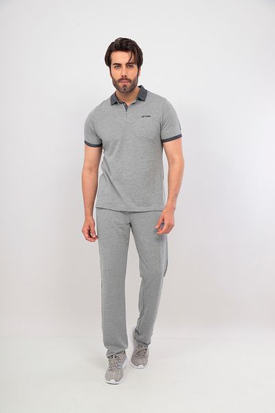 FORE SPORT Men's Polo Collar Gray Melange T-shirt Set