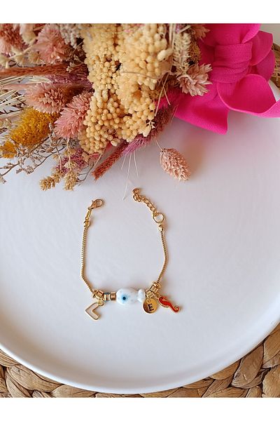 banunun takı tasarımı Glass Fish Letter Charm