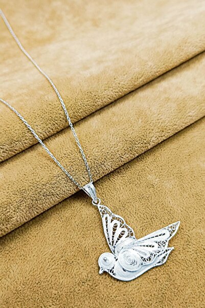 Oruçoğlu Gümüşçülük 925 Ayar Gümüş El İşi Midyat Telkari Güvercin Model Kadın...