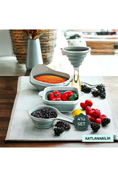 Heredot Mithra Life 4 Piece Accordion Green Strainer Set - Mıt1025