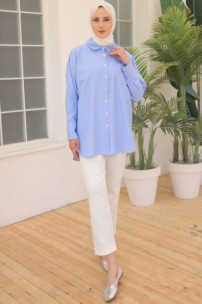 benguen Blue Striped Shirt - 12021 Model
