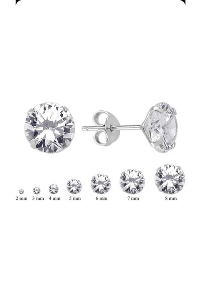 Begonia Accessories 925 Ayar Gümüş , Oval Zirkon Tek Taş UNISEX 1 Adet Küpe  ÇİFT DEĞİL