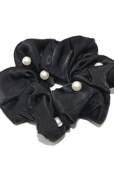 modernist Black Satin Pearl Buckle