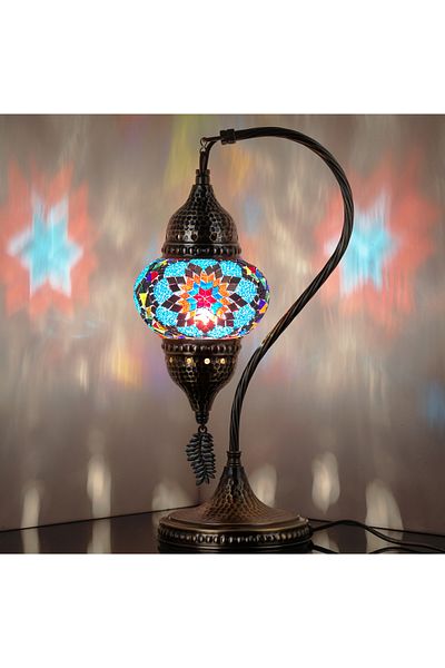 Demmex Gooseneck 40cm - 100% Handcrafted Authentic Turkish Lamp and Moroccan Mosaic Table Bedside
