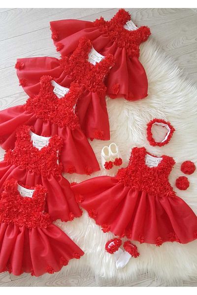 GOLD TEKSTİL Princess, Red, Girl's, Birthday, Mawlid, Wedding, Wedding Dress, Special Occasion Dress, Children's Evening Dress