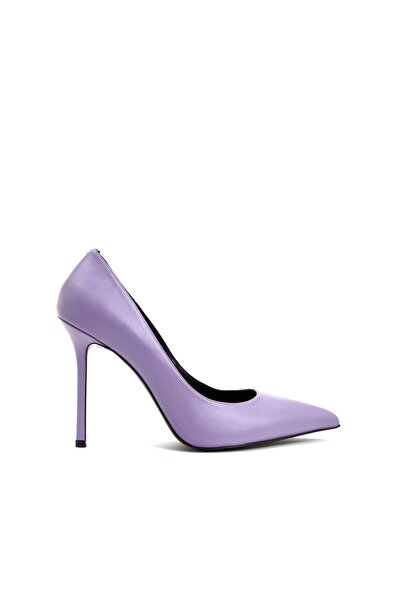 Dıvarese Kadın %100 Deri Lila Sivri Burun Ince Topuklu Stiletto