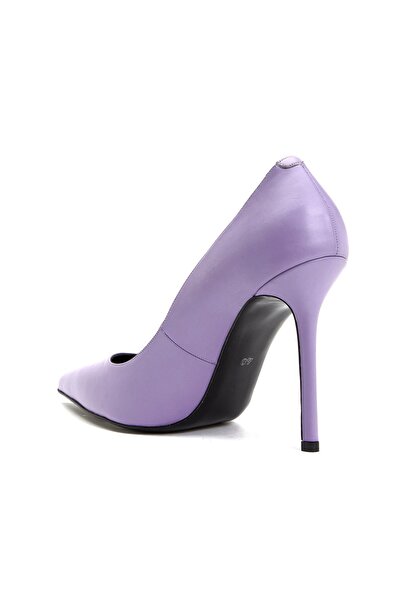 Dıvarese Kadın %100 Deri Lila Sivri Burun Ince Topuklu Stiletto