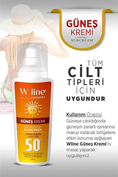 wline Yüksek Koruyucu Suya Dayanıklı Spf 50 Yoğun Leke Karşıtı Güneş Kremi