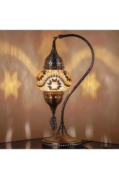 Demmex Gooseneck 40cm - 100% Handcrafted Authentic Turkish Lamp and Moroccan Mosaic Table Bedside