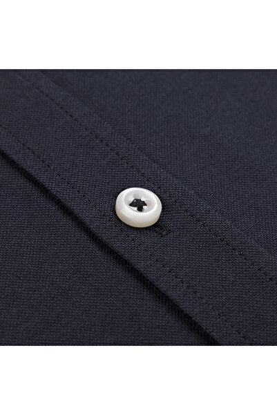 Germirli Black Single Pocket Oxford Sports Shirt - Button Collar Cotton