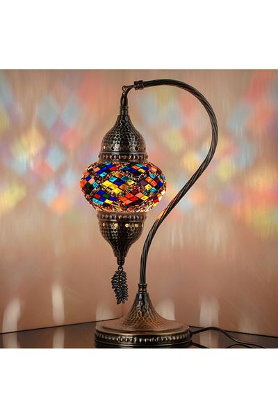 Demmex Gooseneck 40cm - 100% Handcrafted Authentic Turkish Lamp and Moroccan Mosaic Table Bedside